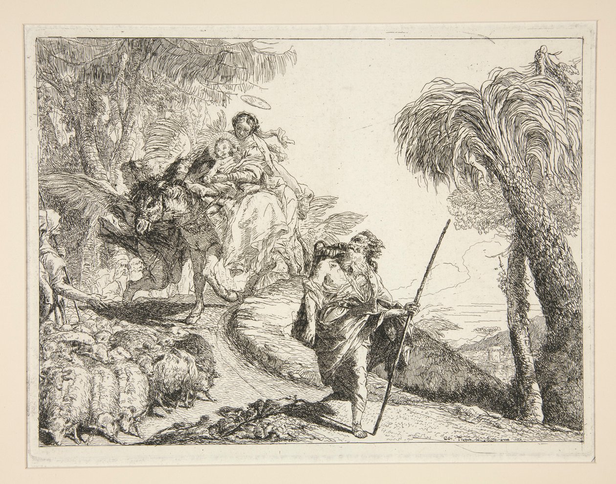 Josep amb la Mare de Déu i el nen, de la sèrie Idee pittoresche sopra la fuga a Egitto (Flight into Egypt)finès tekijältä Giovanni Domenico Tiepolo