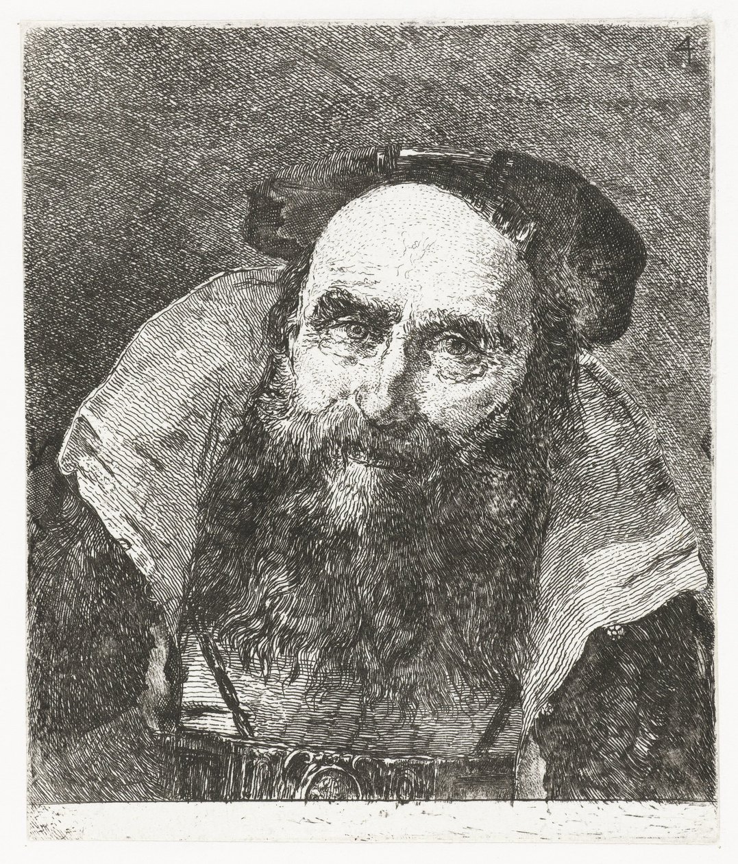 hymyilevä vanha mies Pääkokoelma (sarjan nimi) Raccolta di Teste (sarjan nimi) tekijältä Giovanni Domenico Tiepolo