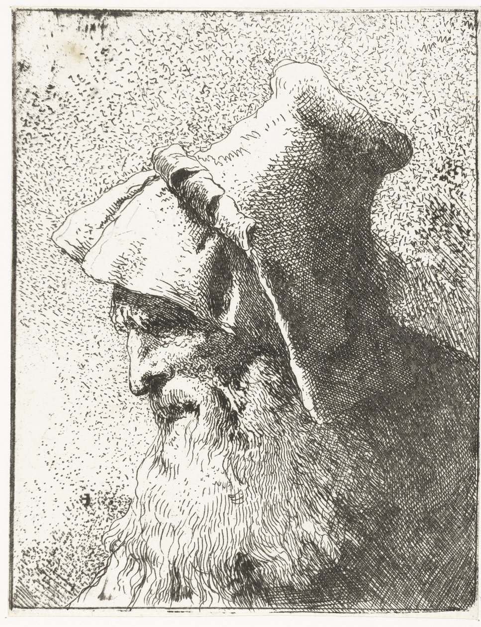 Mies, jolla on parta ja hattu Pääkokoelma (sarjan nimi) Raccolta di Teste (sarjan nimi) tekijältä Giovanni Domenico Tiepolo