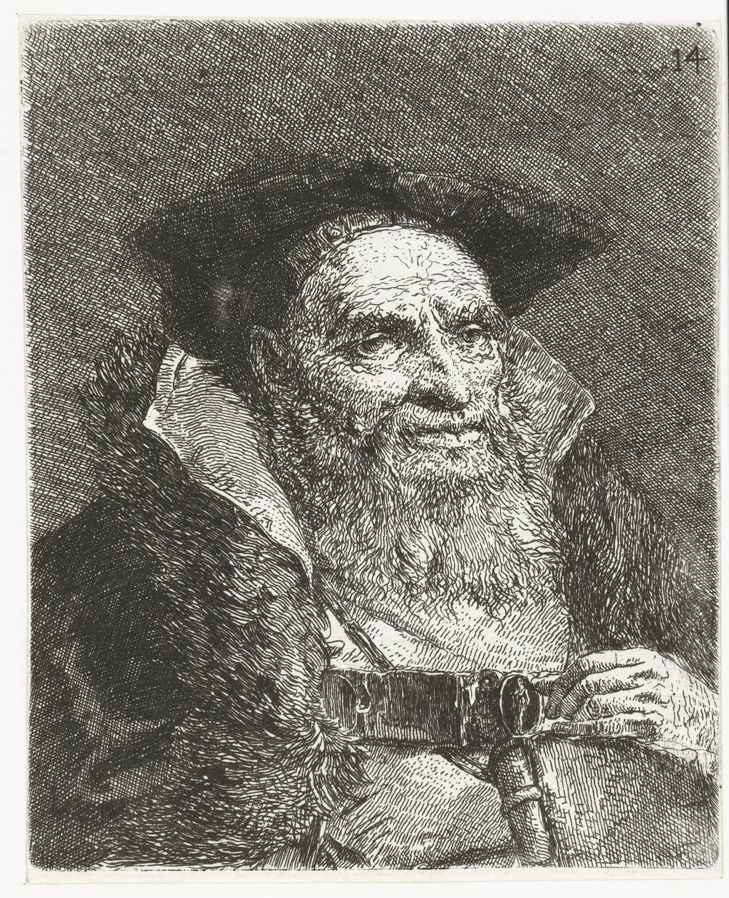 Mies baretin kanssa Pääkokoelma (sarjan nimi) Raccolta di Teste (sarjan nimi) tekijältä Giovanni Domenico Tiepolo