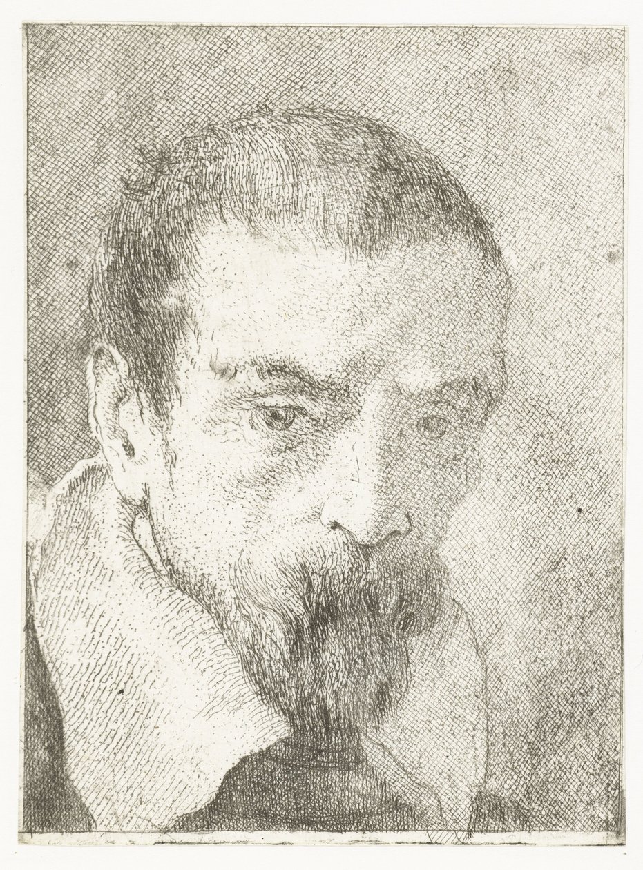 Mies, jolla on pieni parta ilman päähineitä Pääkokoelma (sarjan nimi) Raccolta di Teste (sarjan nimi) tekijältä Giovanni Domenico Tiepolo