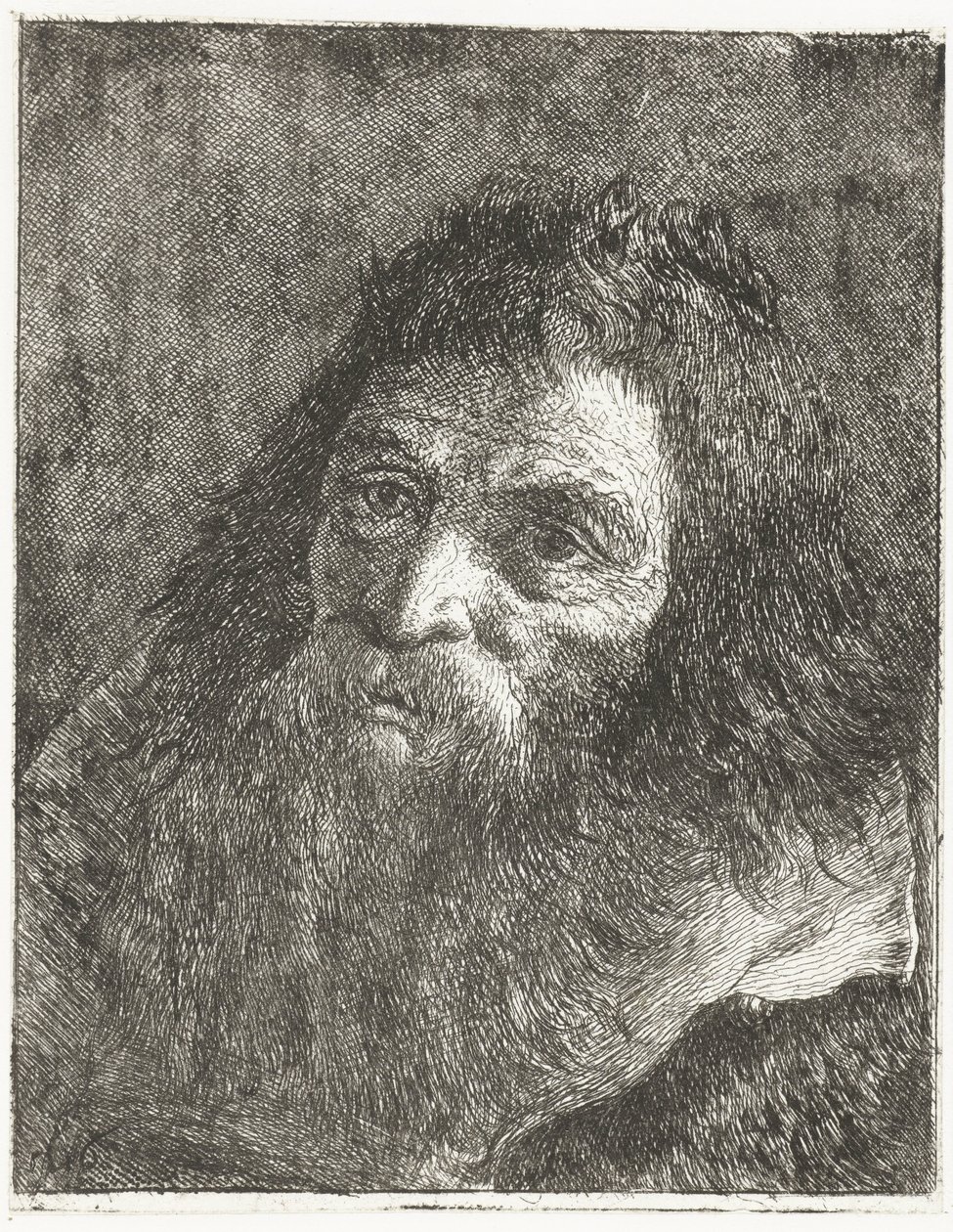 Mies, jolla on pitkät hiukset ja parta tekijältä Giovanni Domenico Tiepolo