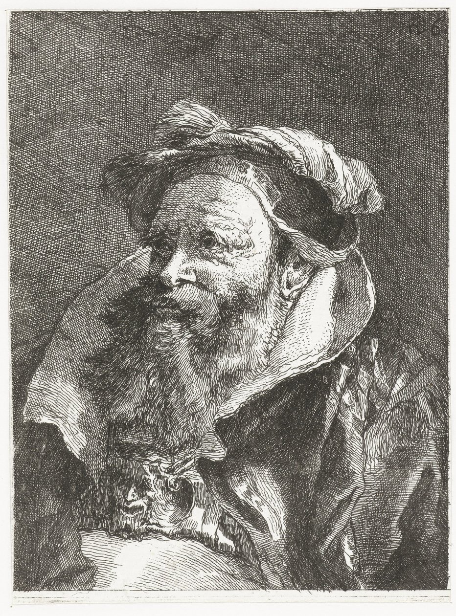 Mies satyyripää soljessa Pääkokoelma (sarjan nimi) Raccolta di Teste (sarjan nimi) tekijältä Giovanni Domenico Tiepolo