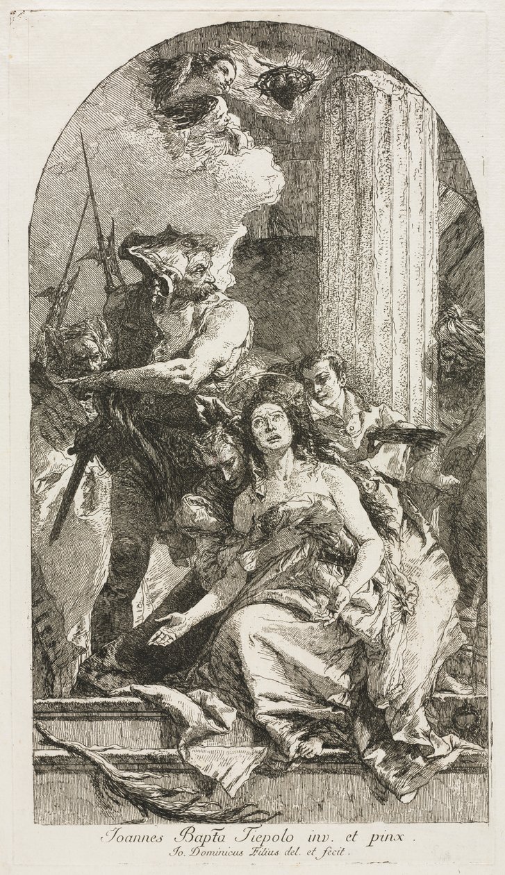 Pyhän Agatan marttyyrikuolema. tekijältä Giovanni Domenico Tiepolo