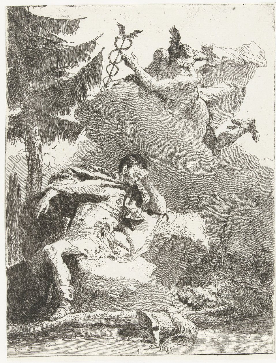 Merkurius ilmestyy Aeneakselle tämän unessa tekijältä Giovanni Domenico Tiepolo