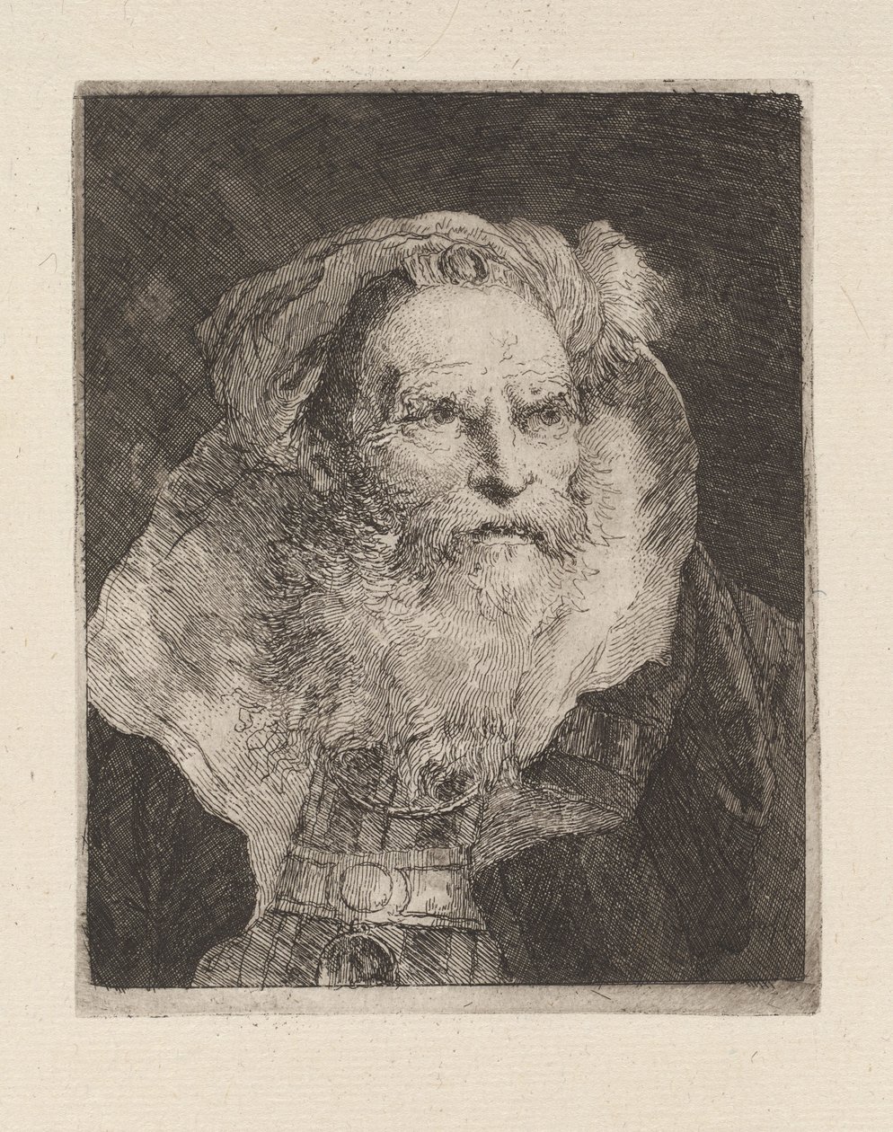 Meditoiva vanha mies, teoksesta Raccolta di Teste (Päiden kokoelma) tekijältä Giovanni Domenico Tiepolo