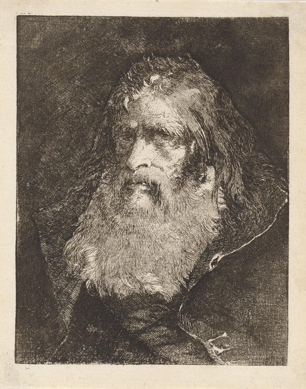 Vanhus paljain pään, Raccolta di Testestä (Pääkokoelma) tekijältä Giovanni Domenico Tiepolo