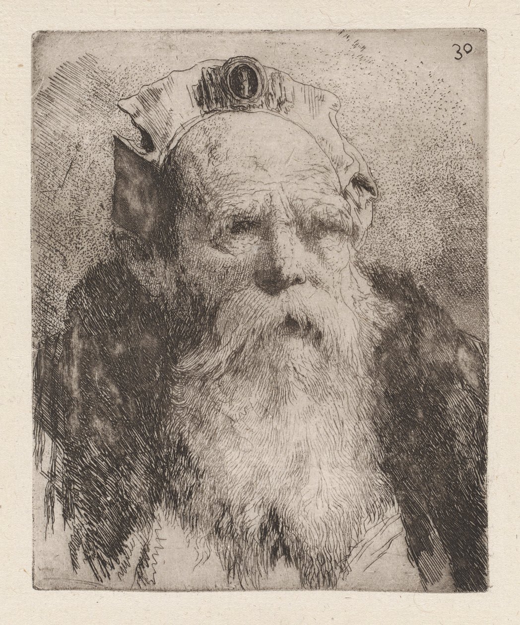 Vanhus partalla, Raccolta di Testestä (Pääkokoelma) tekijältä Giovanni Domenico Tiepolo