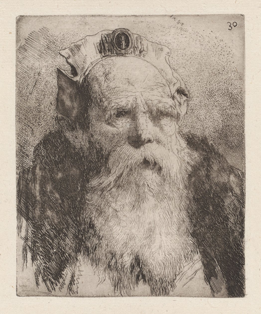 Vanha parrakas mies, teoksesta Raccolta di Teste (päiden kokoelma) tekijältä Giovanni Domenico Tiepolo