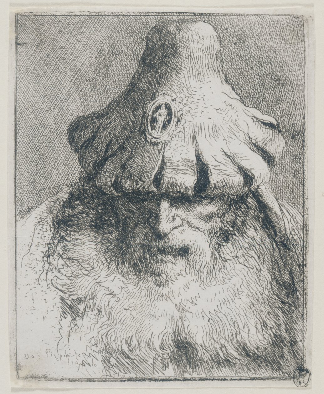 Vanha mies, jolla on kartiomainen hattu tekijältä Giovanni Domenico Tiepolo