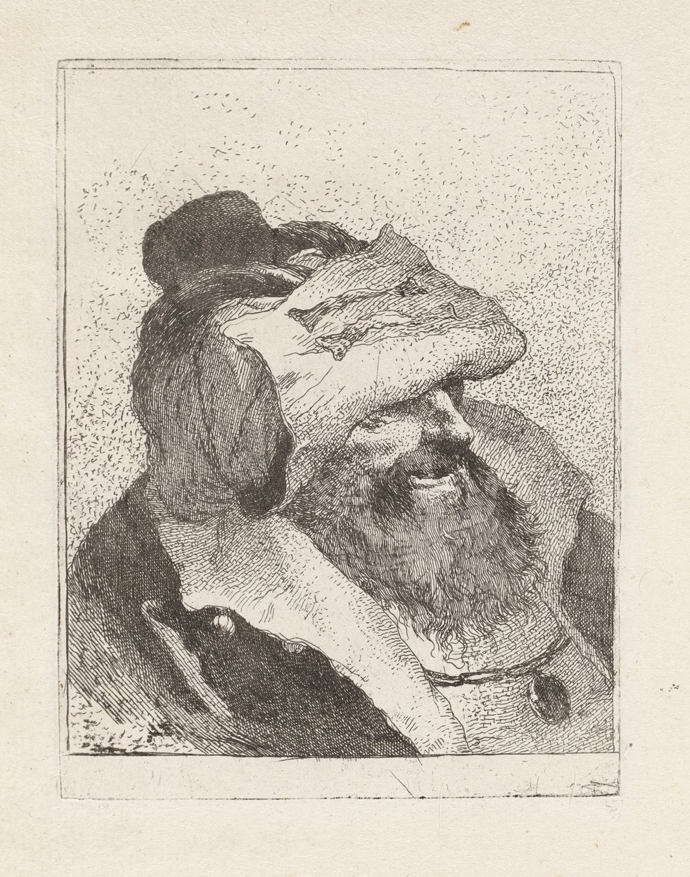 Vanhus hattu otsassaan, Raccolta di Testestä (Pääkokoelma) tekijältä Giovanni Domenico Tiepolo