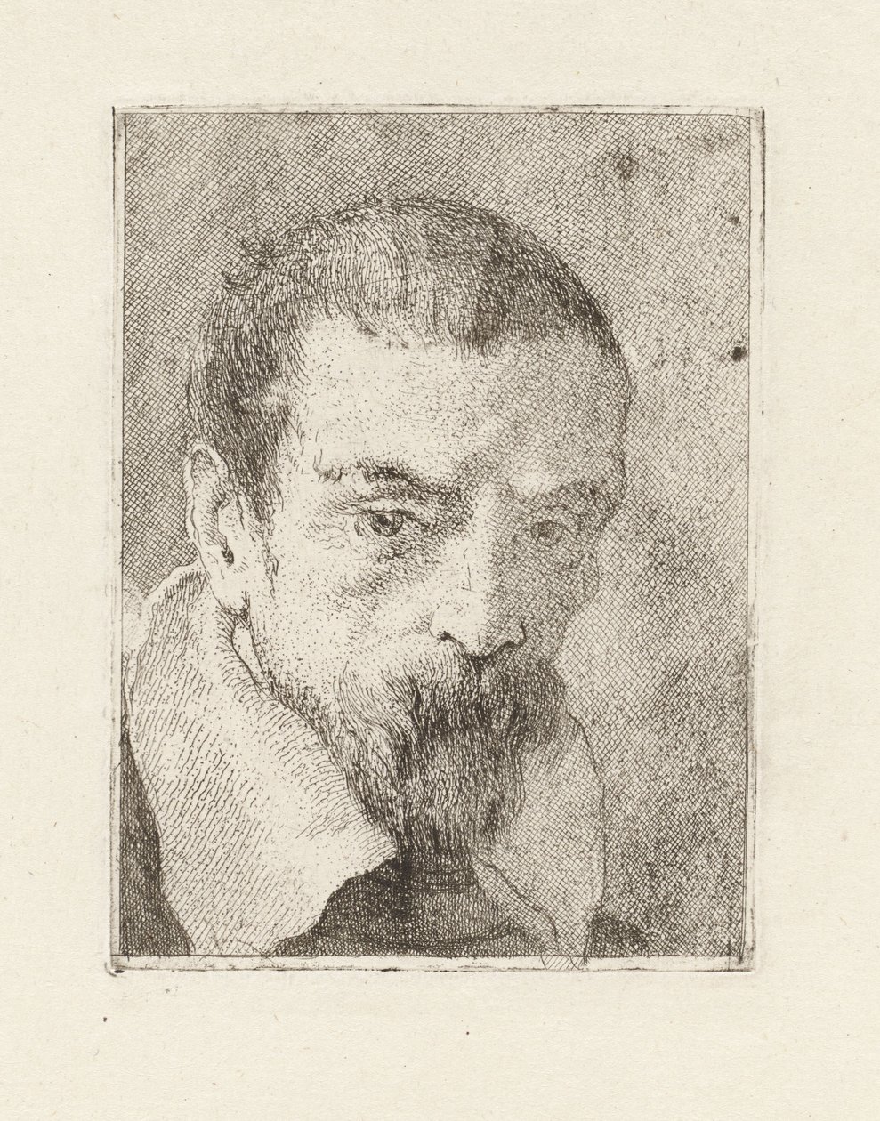 Partainen ja paljaspäinen vanha mies, teoksesta Raccolta di Teste (Päiden kokoelma) tekijältä Giovanni Domenico Tiepolo
