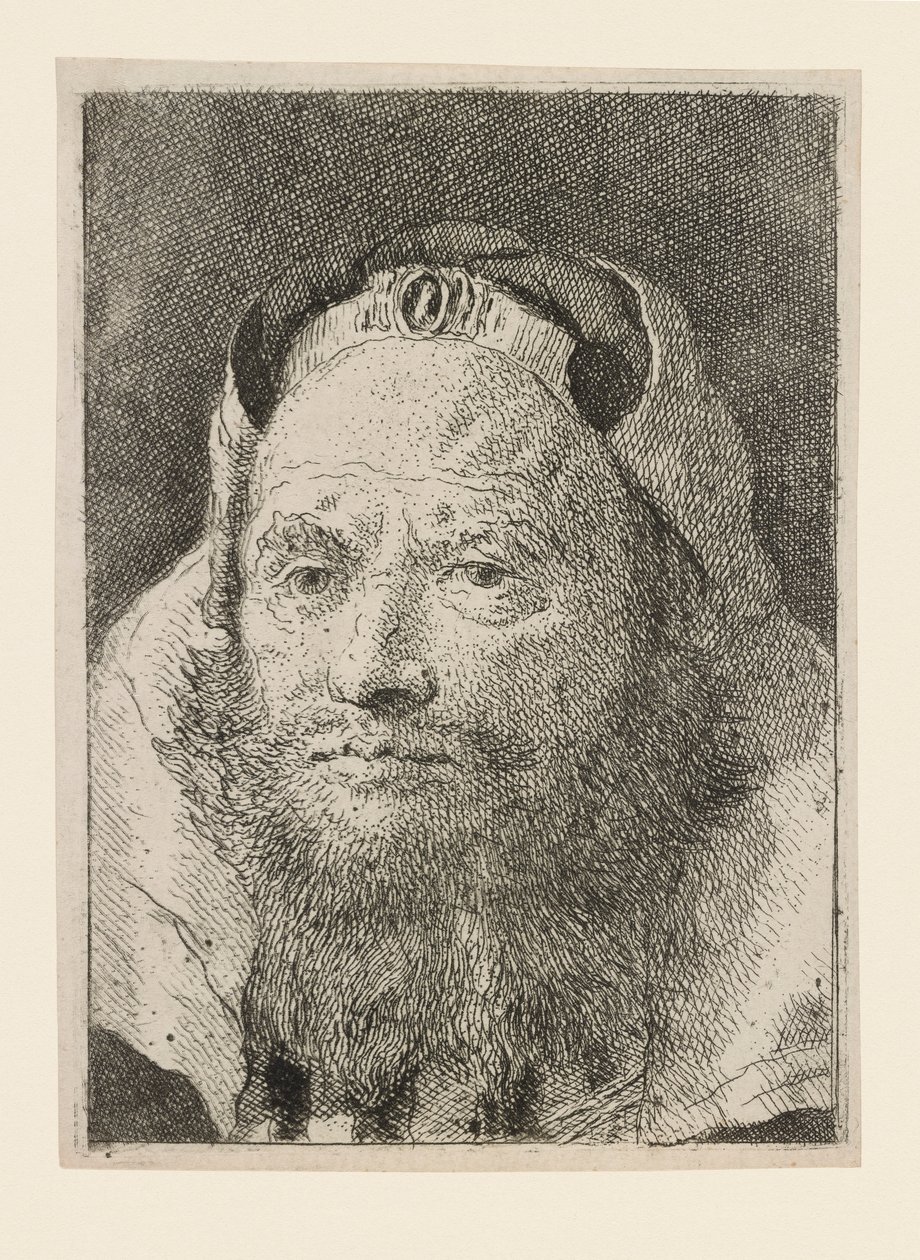 Vanha partainen mies, Raccolta di Testestä (Pääkokoelma) tekijältä Giovanni Domenico Tiepolo