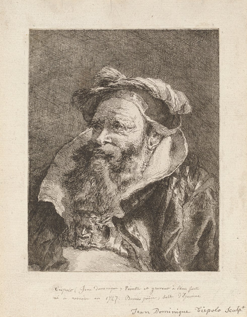 Vanha partainen mies, Raccolta di Testestä (Pääkokoelma) tekijältä Giovanni Domenico Tiepolo