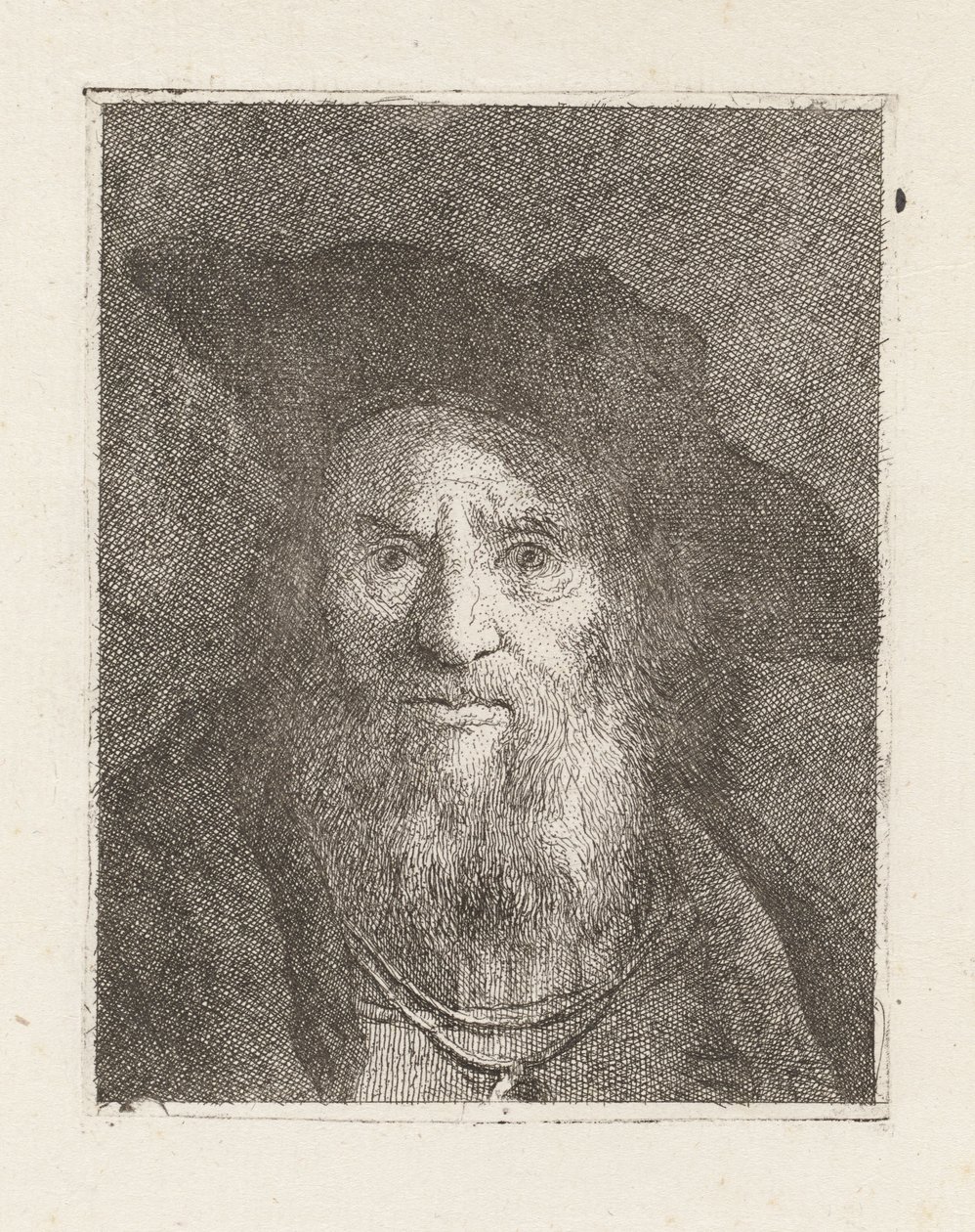 Vanha mies hattu päässä, teoksesta Raccolta di Teste (Pääkokoelma) tekijältä Giovanni Domenico Tiepolo