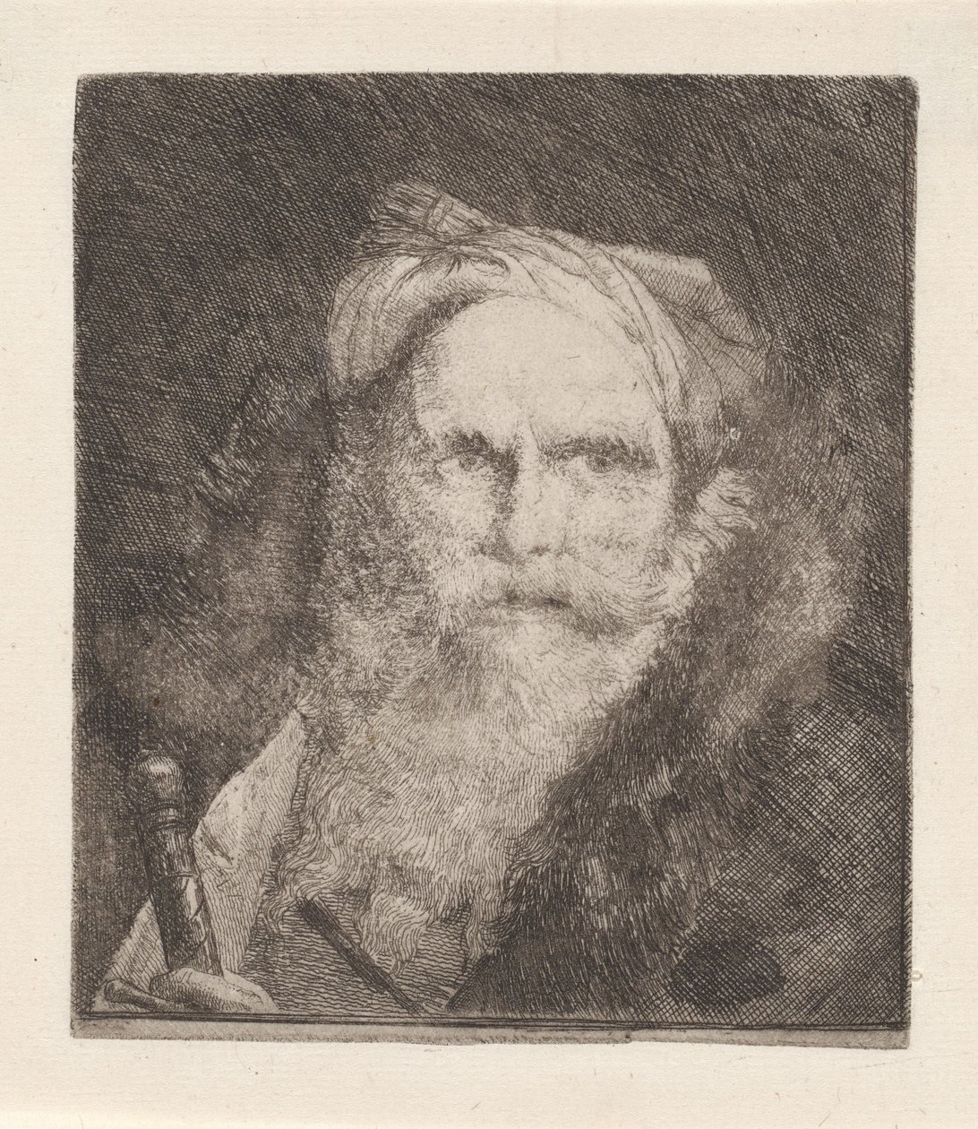 Vanha mies ja miekka, teoksesta Raccolta di Teste (Päiden kokoelma) tekijältä Giovanni Domenico Tiepolo