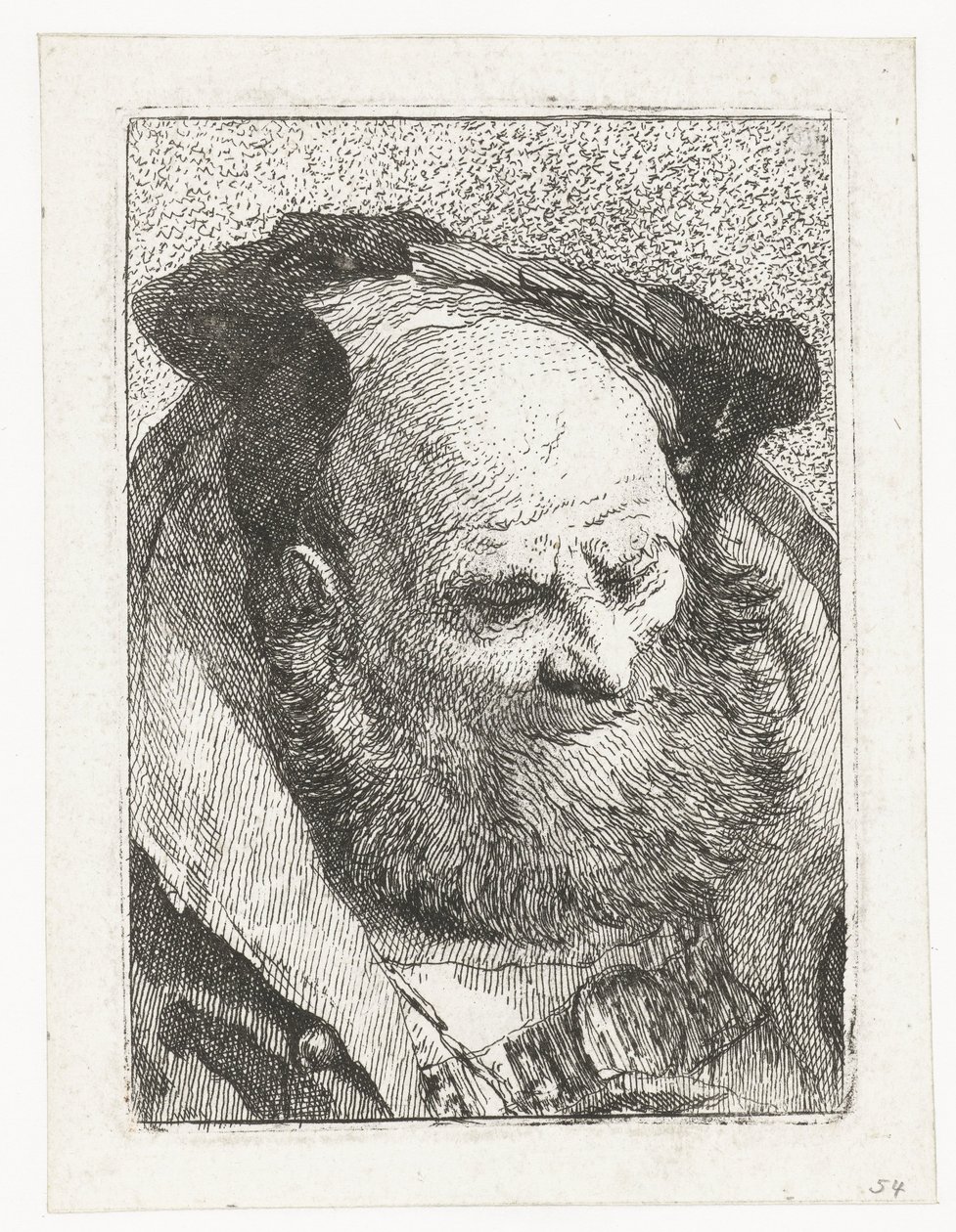 Vanha mies parta Pääkokoelma (sarjan nimi) Raccolta di Teste (sarjan nimi) tekijältä Giovanni Domenico Tiepolo