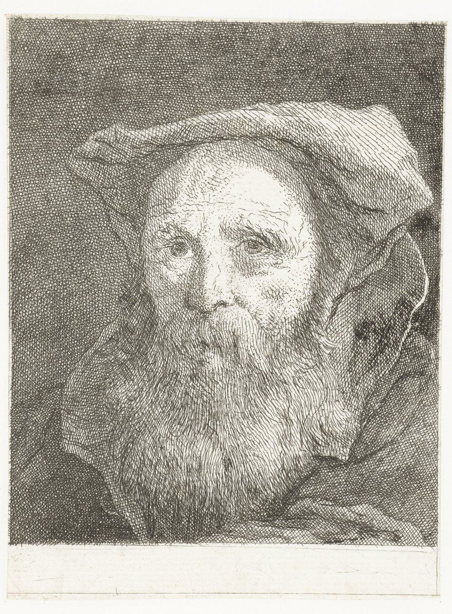 Vanha mies, jolla on parta ja baretti Pääkokoelma (sarjan nimi) Raccolta di Teste (sarjan nimi) tekijältä Giovanni Domenico Tiepolo