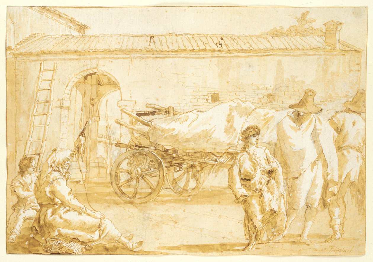 Talonpojat maatilakärryillä, n. 1790. tekijältä Giovanni Domenico Tiepolo