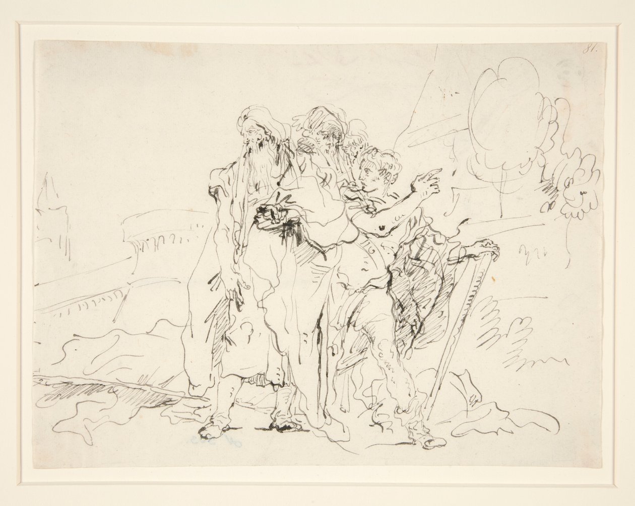 Priam ja seuralaiset Troijan muurien ulkopuolella tekijältä Giovanni Domenico Tiepolo
