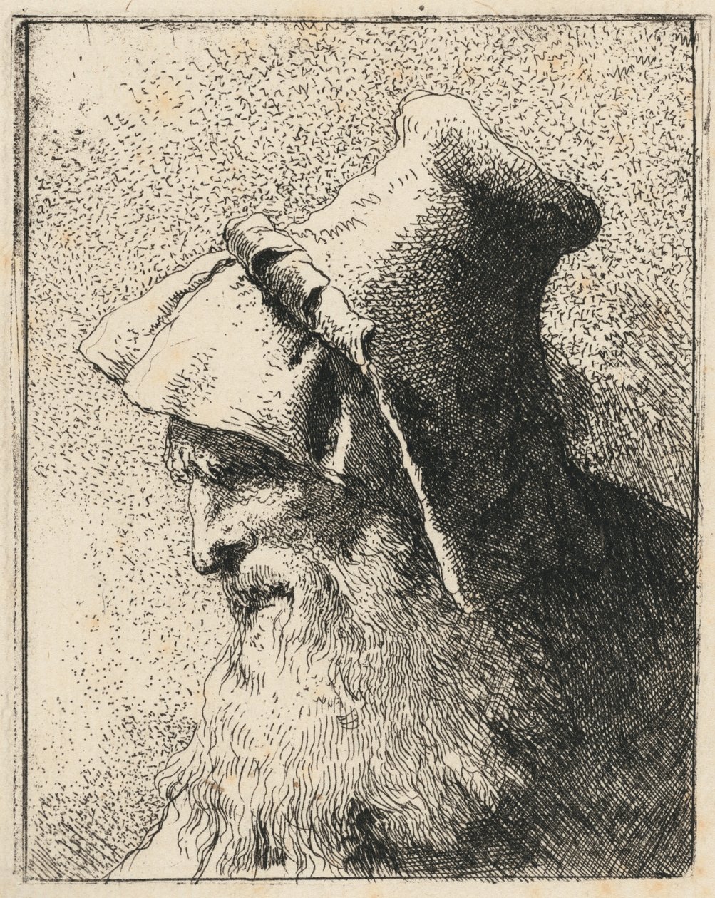 Partavanhan miehen profiili tekijältä Giovanni Domenico Tiepolo