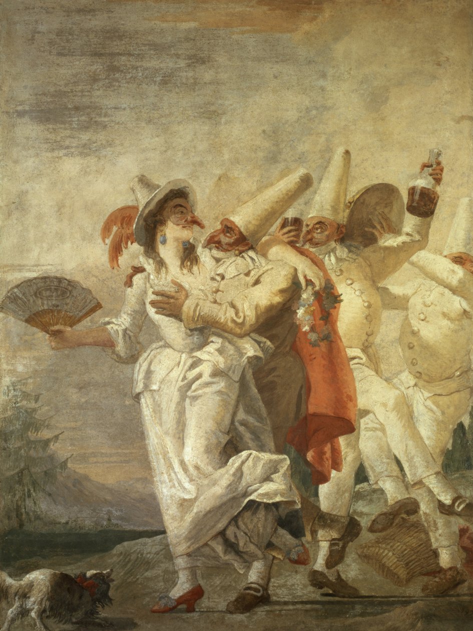 Pulcinella verliebt, noin 1793 tekijältä Giovanni Domenico Tiepolo