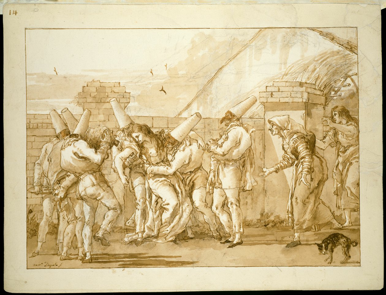 Punchinellon emäntä pyörtyy tekijältä Giovanni Domenico Tiepolo