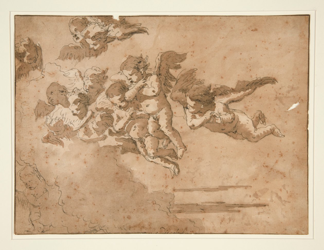 Putti lentää pilvissä tekijältä Giovanni Domenico Tiepolo