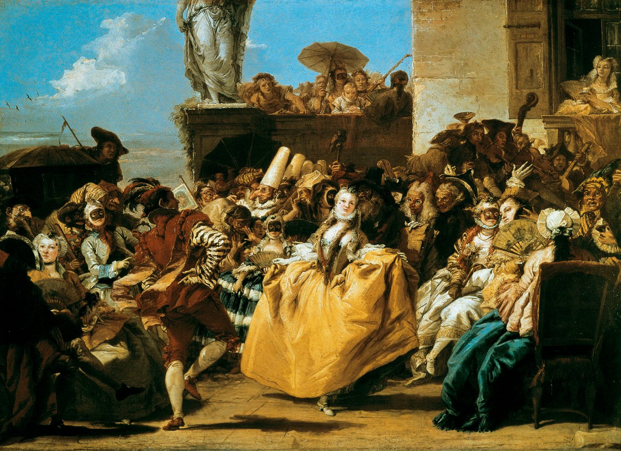 Karnevaalikohtaus tai Le menuet 1754 tekijältä Giovanni Domenico Tiepolo