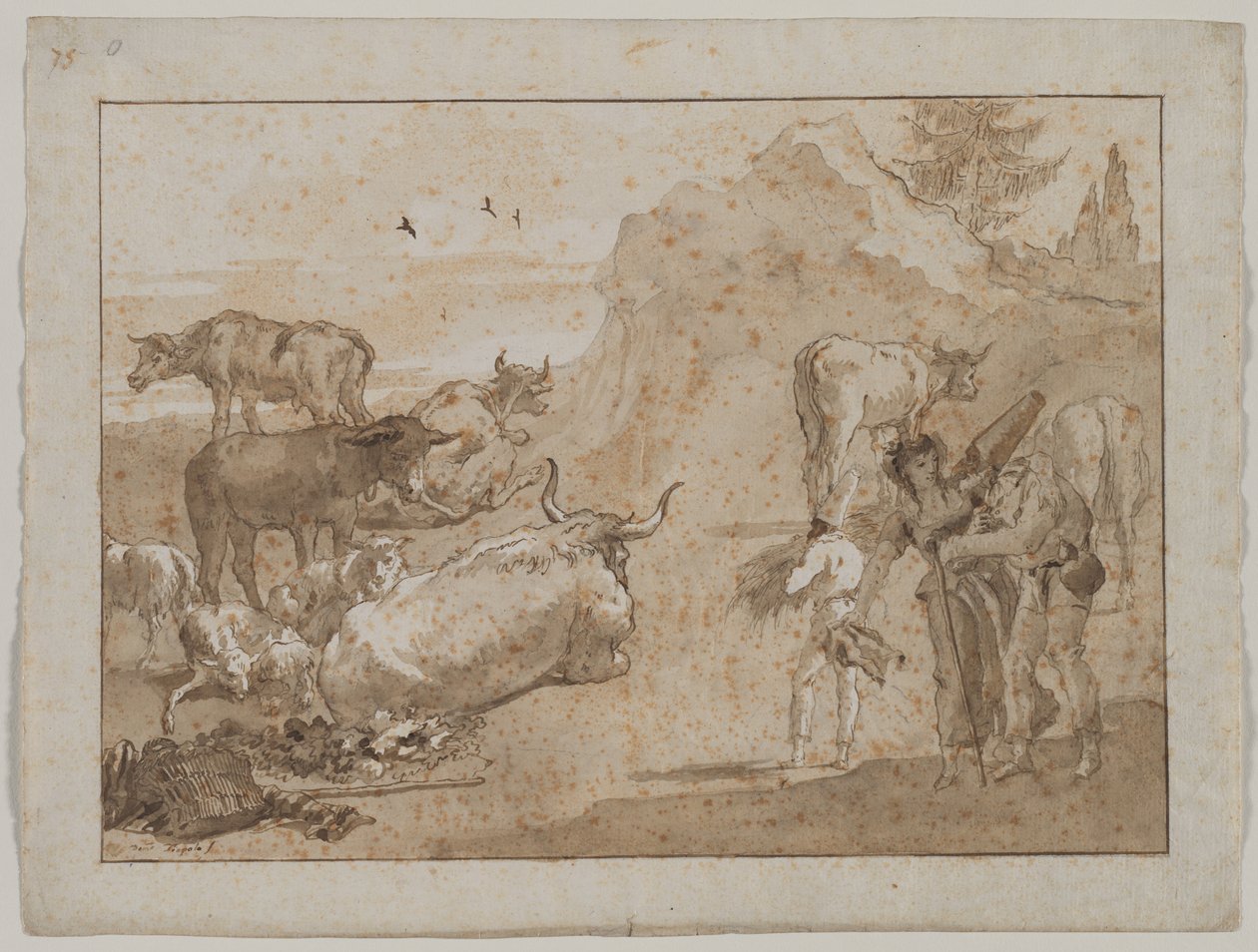 Lampaat ja lehmät tekijältä Giovanni Domenico Tiepolo