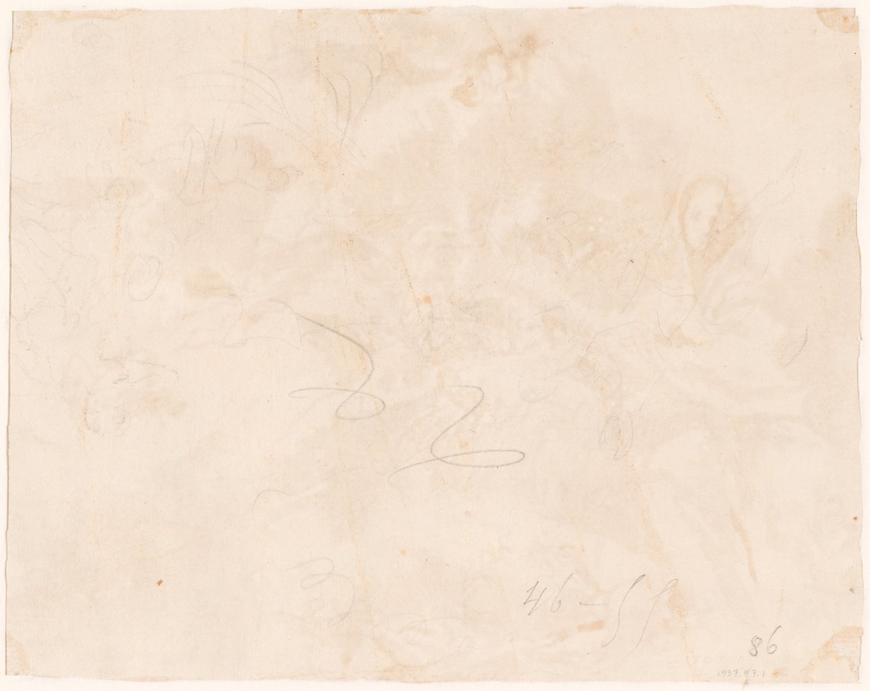 Luonnos Egyptin lennosta [verso] tekijältä Giovanni Domenico Tiepolo