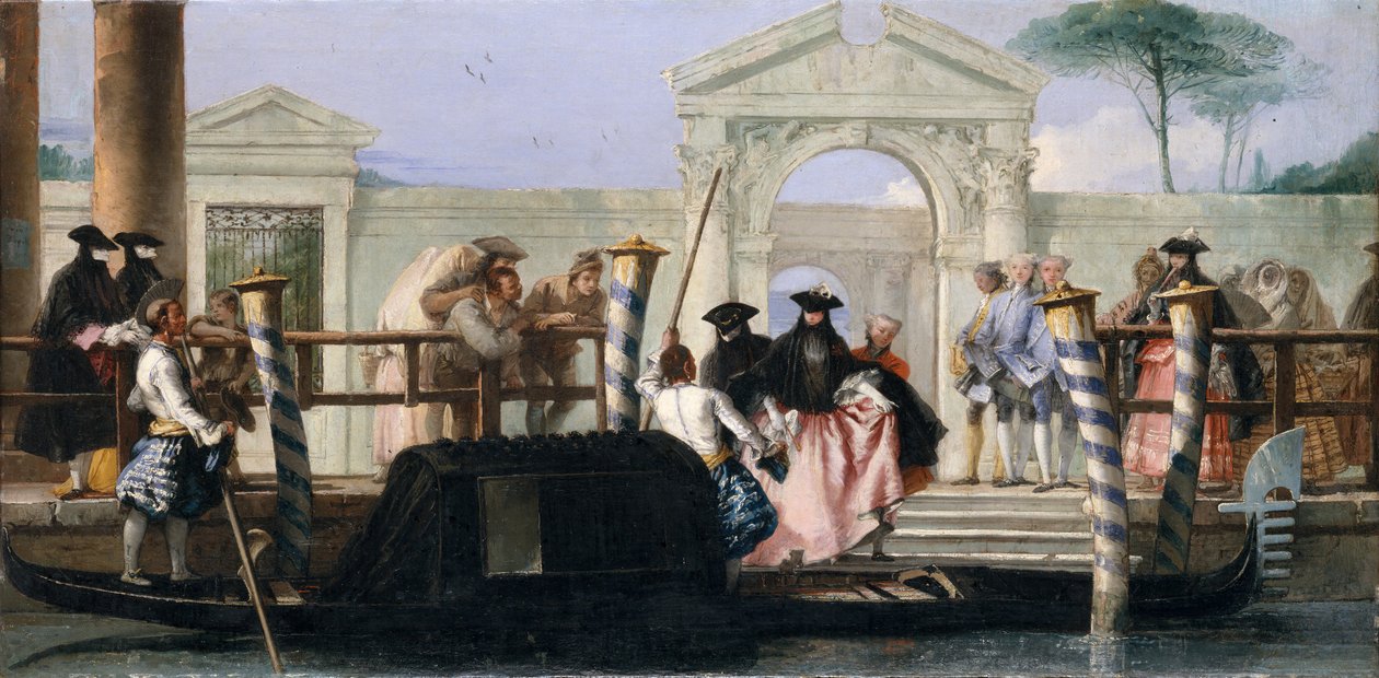 Gondolin lähtö, 1760-luvun puoliväli. tekijältä Giovanni Domenico Tiepolo