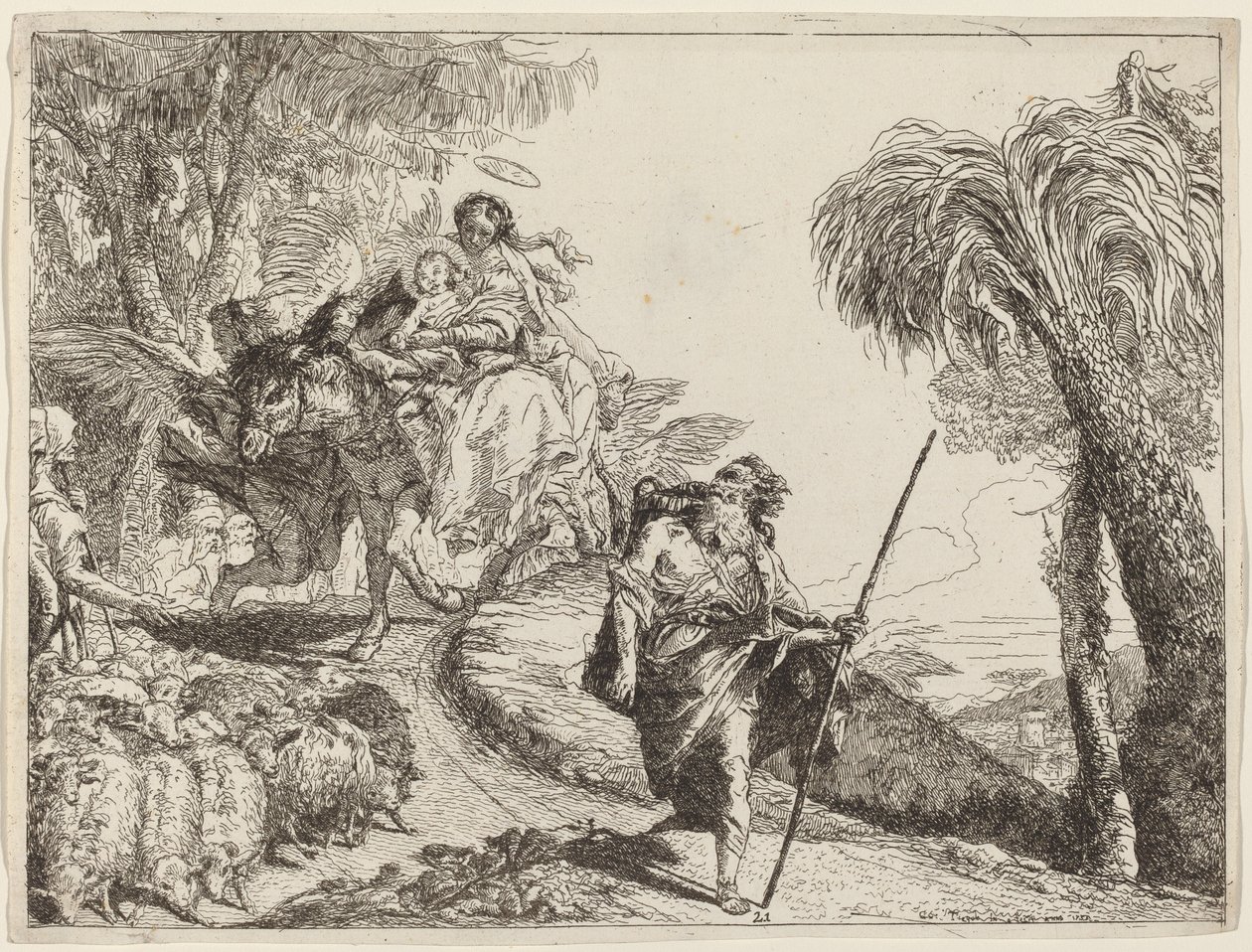 Lento Josephin kanssa etualalla tekijältä Giovanni Domenico Tiepolo