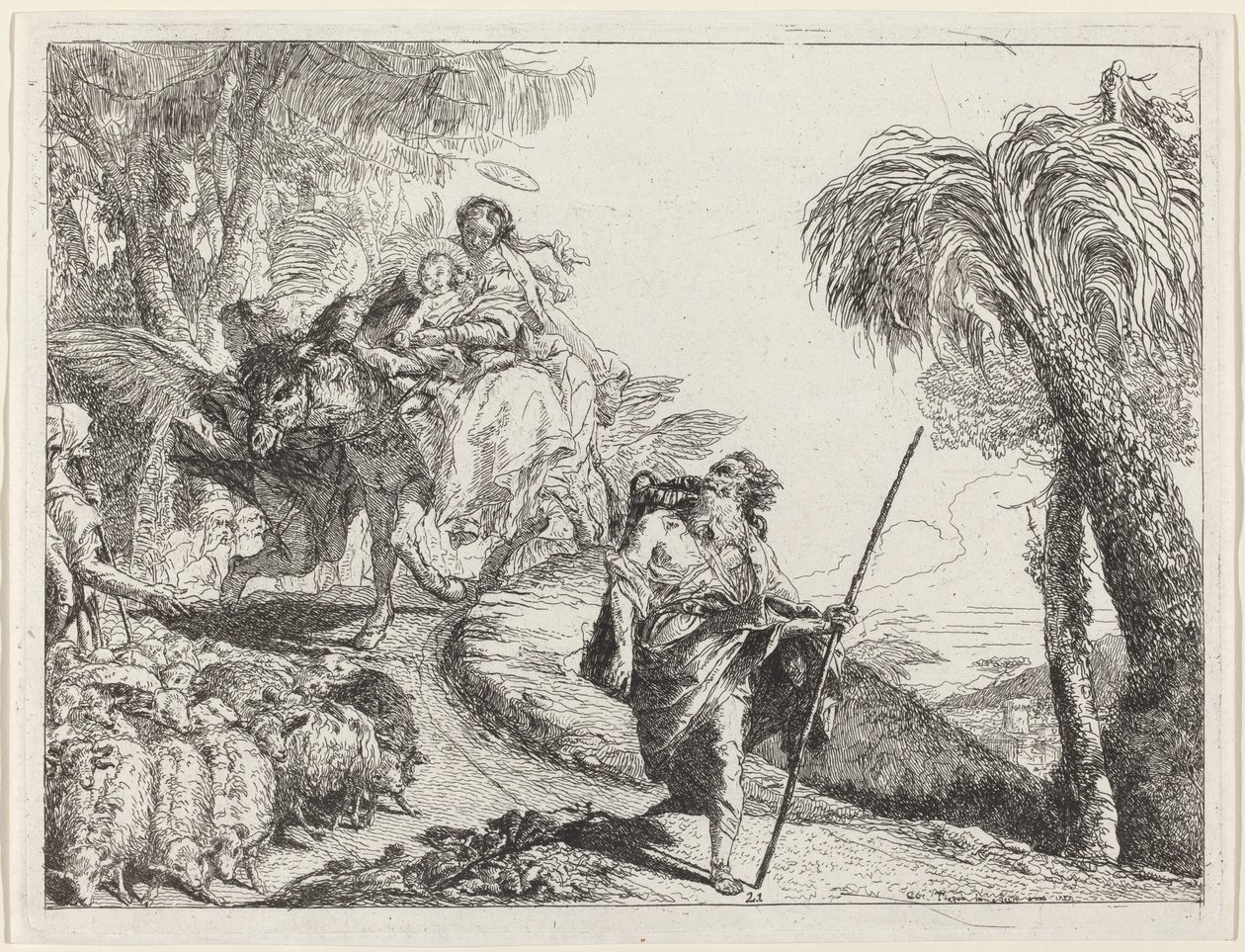 Lento Josephin kanssa etualalla tekijältä Giovanni Domenico Tiepolo