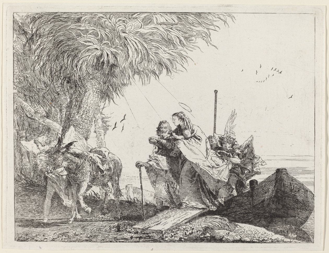 Pyhä perhe poistumassa tekijältä Giovanni Domenico Tiepolo