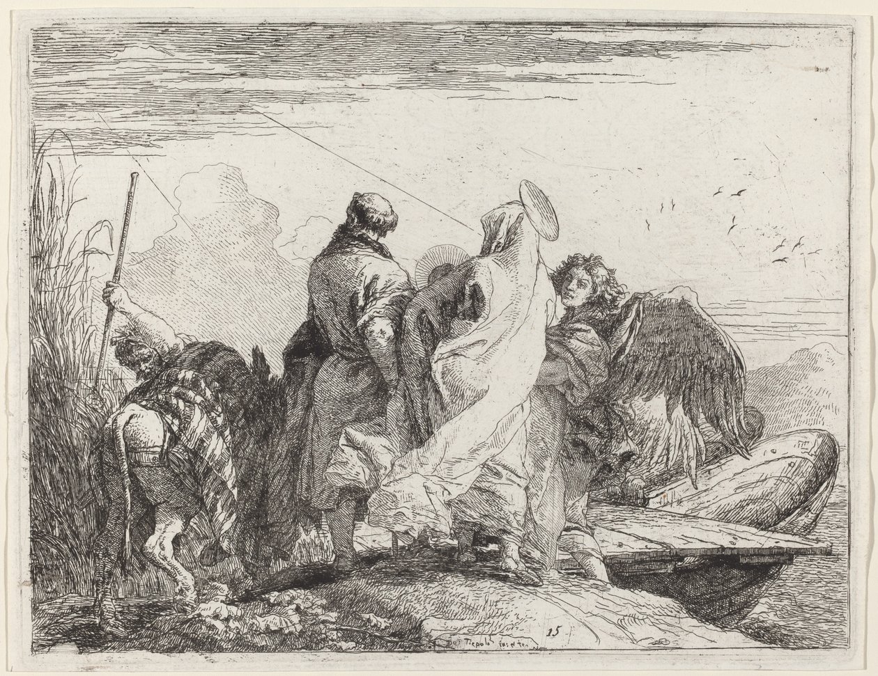 Pyhä perhe valmistautuu lähtöön tekijältä Giovanni Domenico Tiepolo
