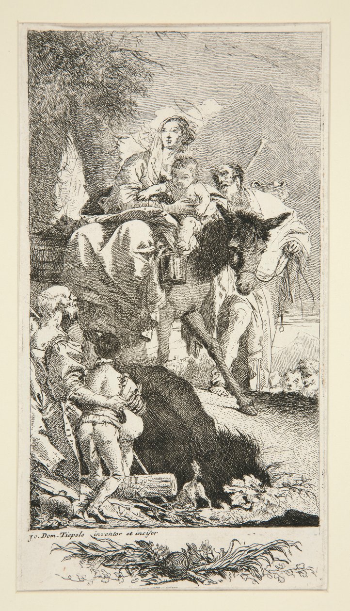 Pyhä perhe kerjäläisen ja hänen poikansa kanssa tekijältä Giovanni Domenico Tiepolo
