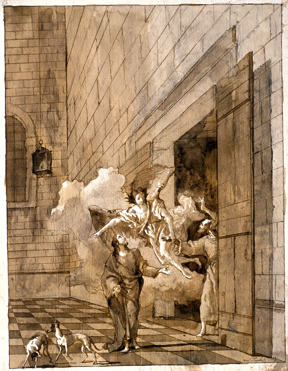 Pyhien Pietarin ja Johanneksen vapauttaminen vankilasta tekijältä Giovanni Domenico Tiepolo