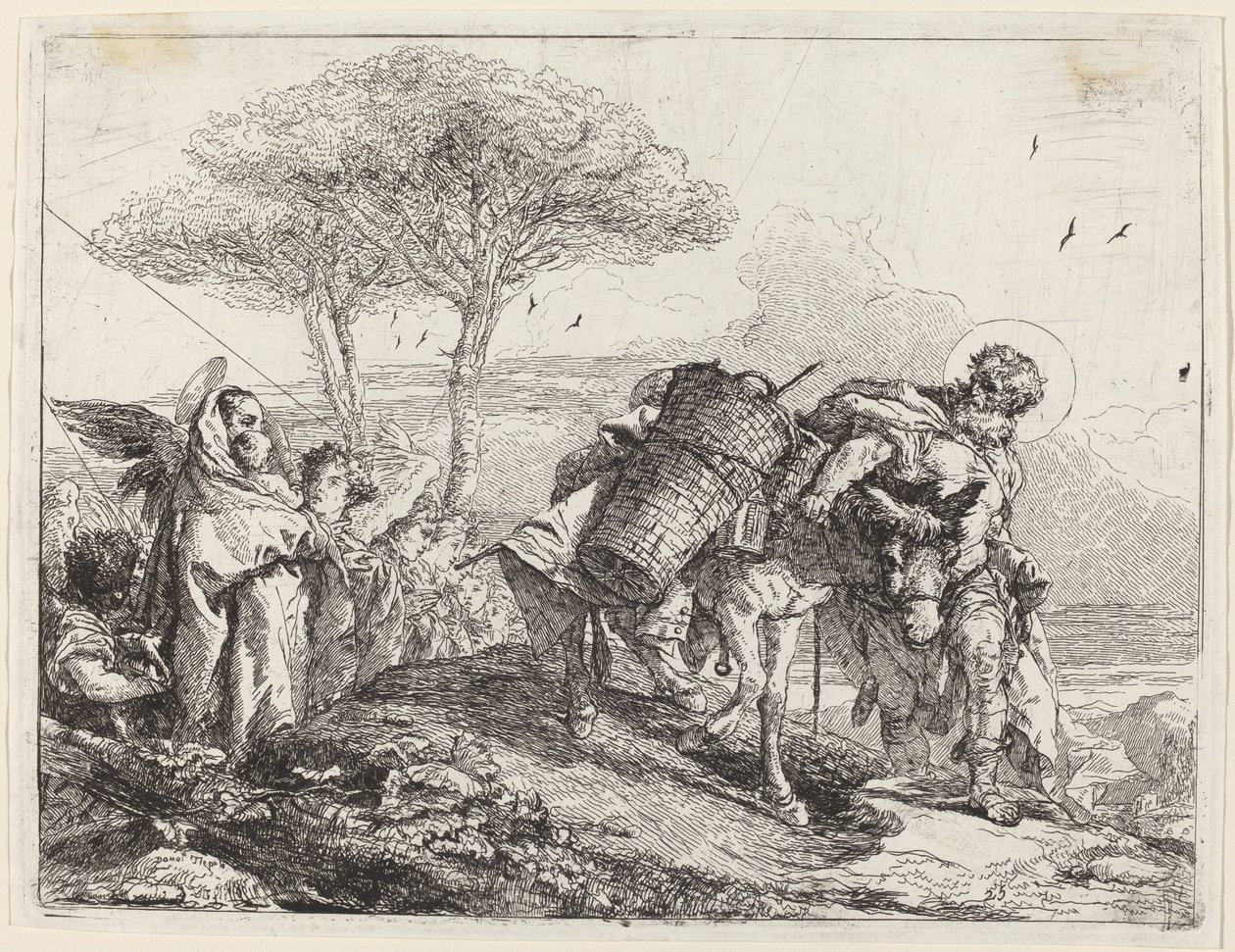 Madonna ja lapsi vasemmalla, enkelikansio tekijältä Giovanni Domenico Tiepolo