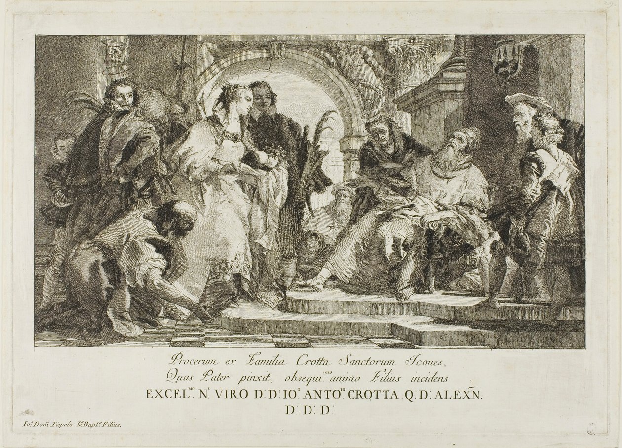 Crottan perheen suojeluspyhät tekijältä Giovanni Domenico Tiepolo