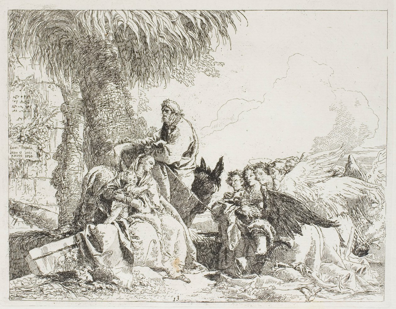 The Rest on the Flight, levy kolmetoista kirjasta The Flight to Egypt tekijältä Giovanni Domenico Tiepolo