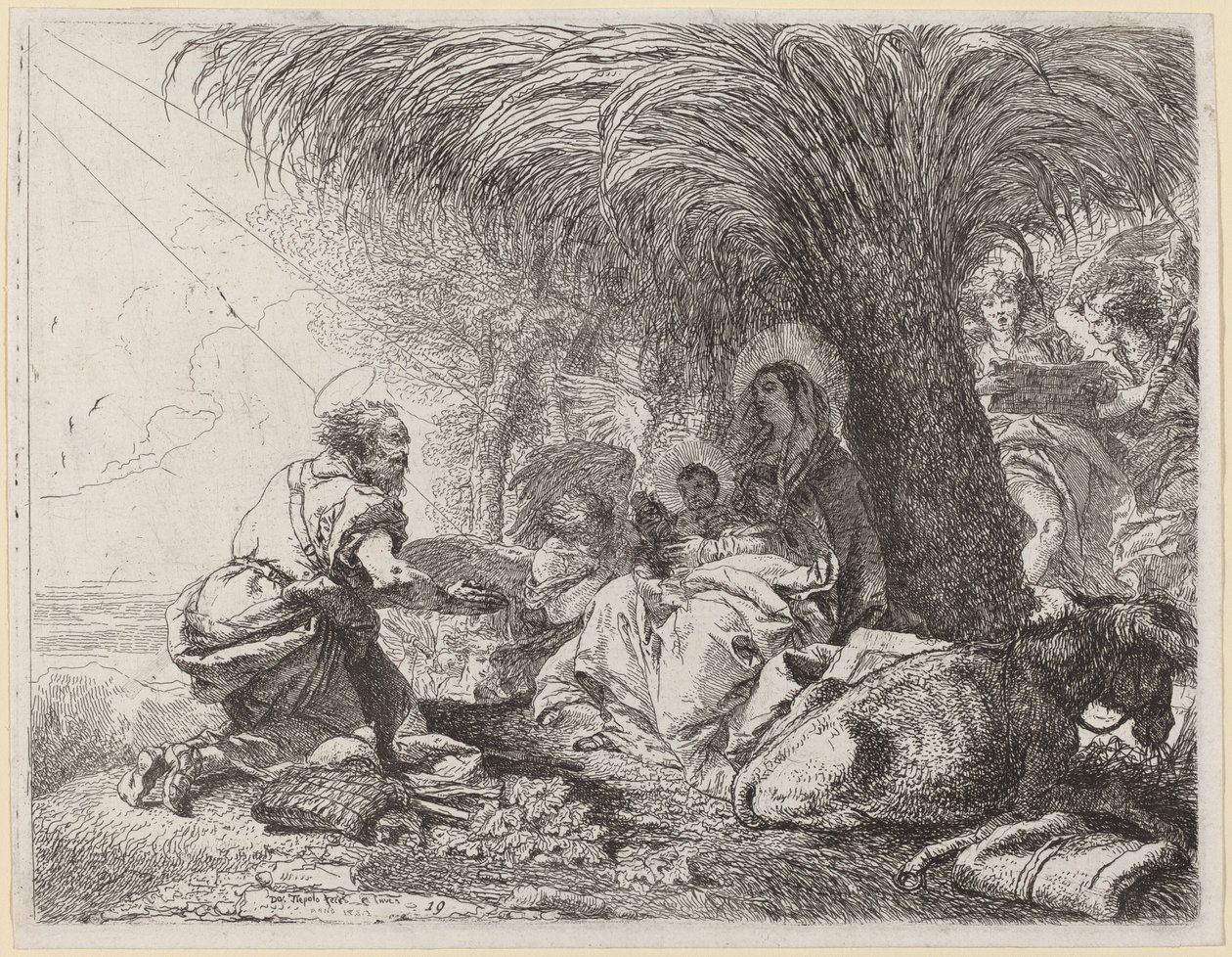 Lepo lennossa Josephin kanssa palvonnassa tekijältä Giovanni Domenico Tiepolo