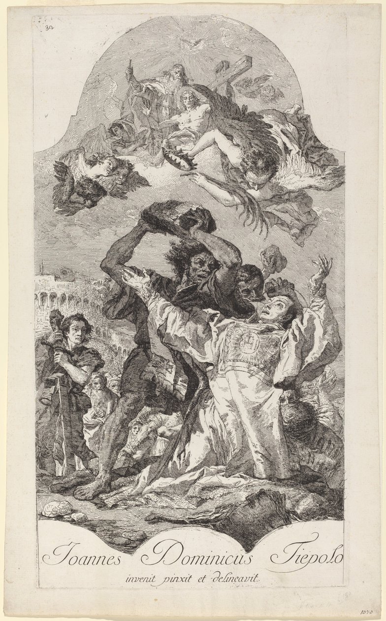 Pyhän Stefanoksen kivittäminen tekijältä Giovanni Domenico Tiepolo