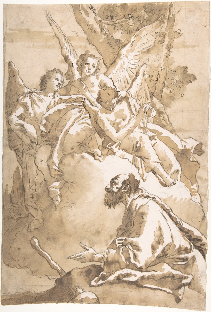 Kolme enkeliä, jotka ilmestyivät Aabrahamille Mamren tammien luona tekijältä Giovanni Domenico Tiepolo