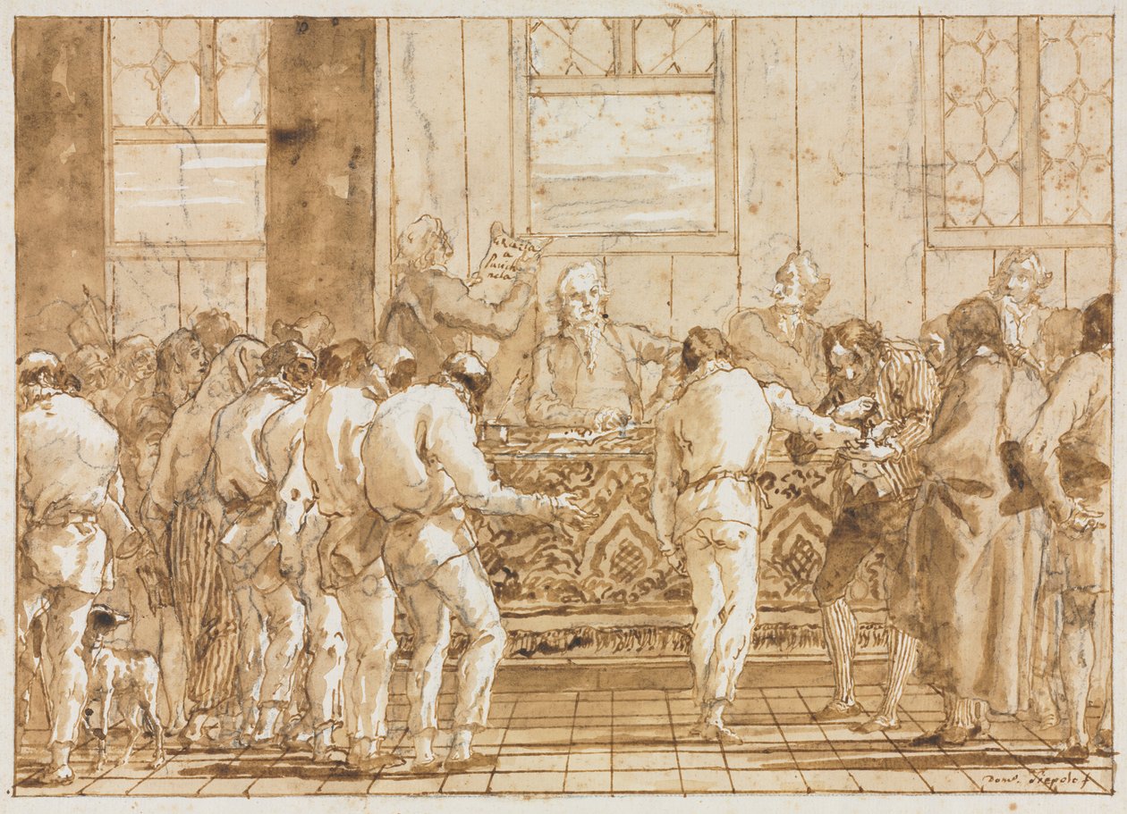 Oikeudenkäynti, 1790-luku. tekijältä Giovanni Domenico Tiepolo