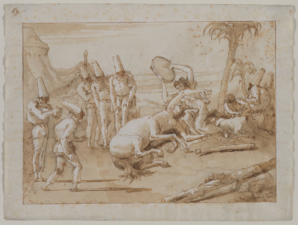 Nainen tamburiinilla tekijältä Giovanni Domenico Tiepolo