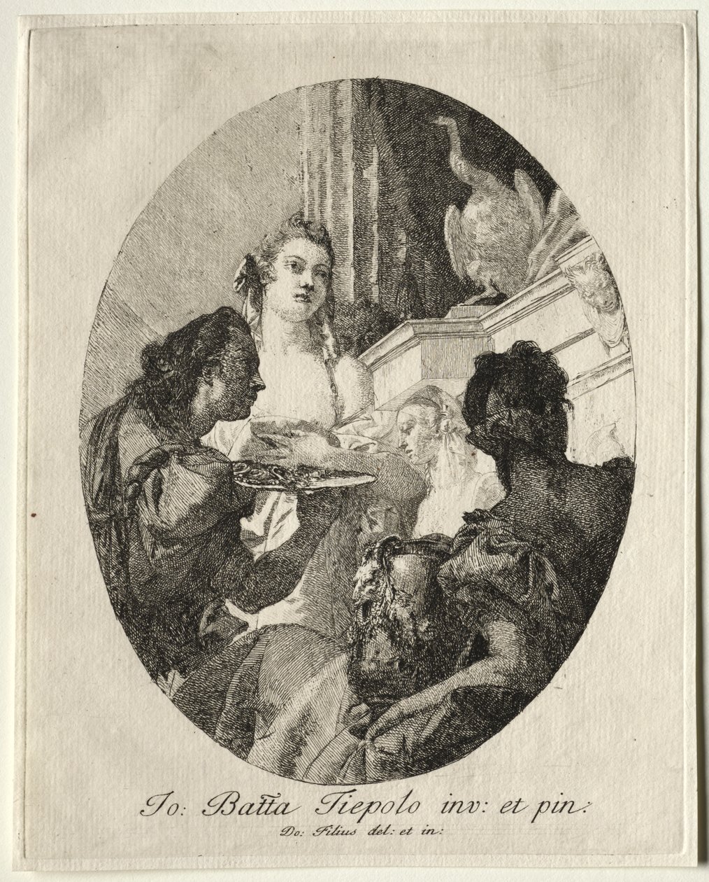 Kolme naista esittelemässä Marc Anthonyn lahjoja Kleopatralle tekijältä Giovanni Domenico Tiepolo
