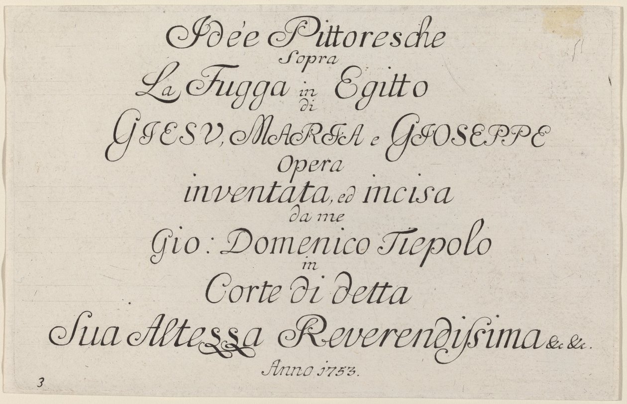 Nimilehti tekijältä Giovanni Domenico Tiepolo