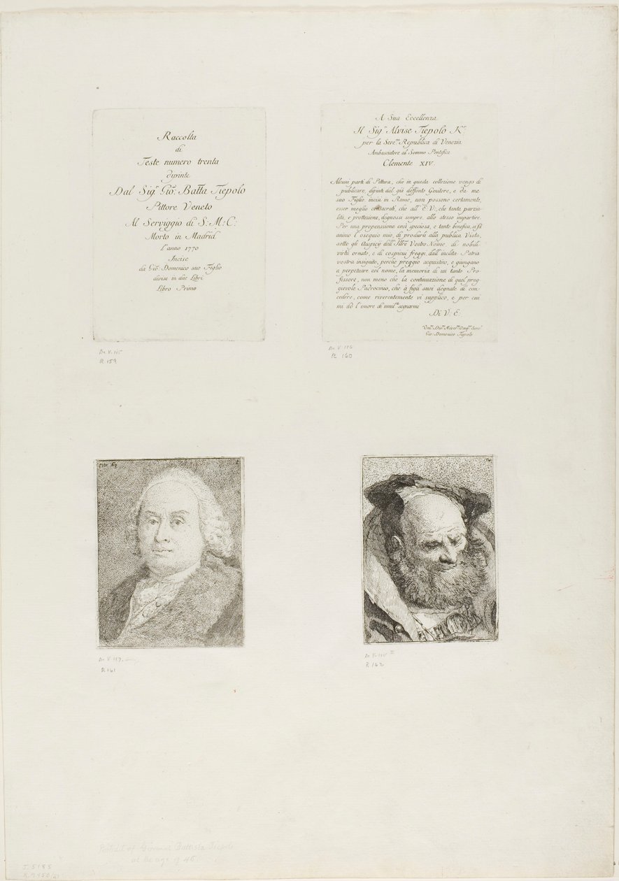 Nimilehti, Omistautuminen, Giambattista Tiepolon muotokuva, parrakas vanha mies tekijältä Giovanni Domenico Tiepolo