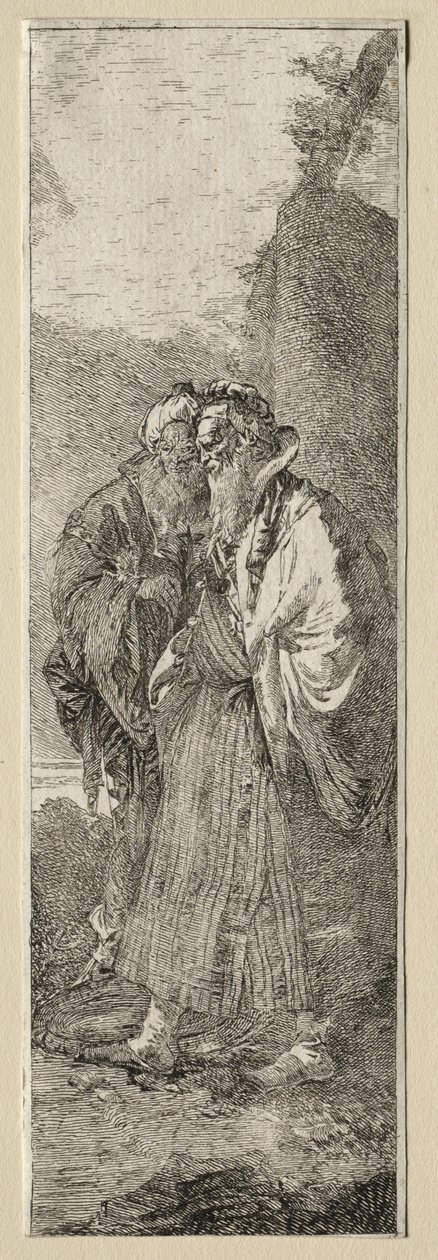 Kaksi vanhaa miestä maisemassa tekijältä Giovanni Domenico Tiepolo